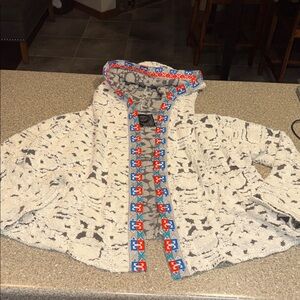 Johnny was Biya embroidered hooded sweater cardigan